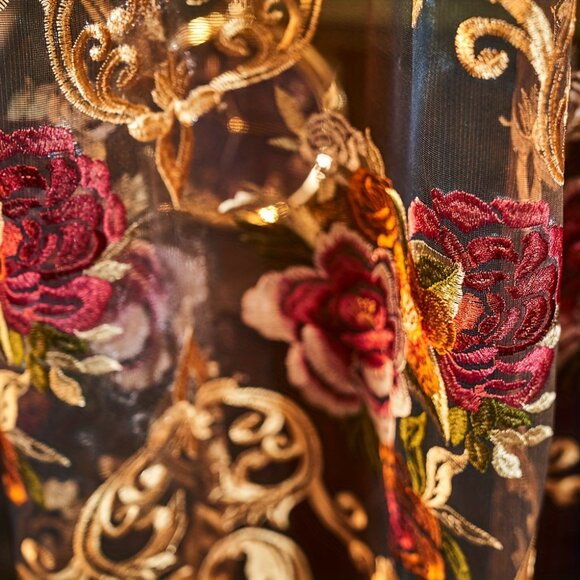 2PCS Vintage American Lace Embroidered Sheer Curtains with Transparent Fabric - Picture 7 of 10